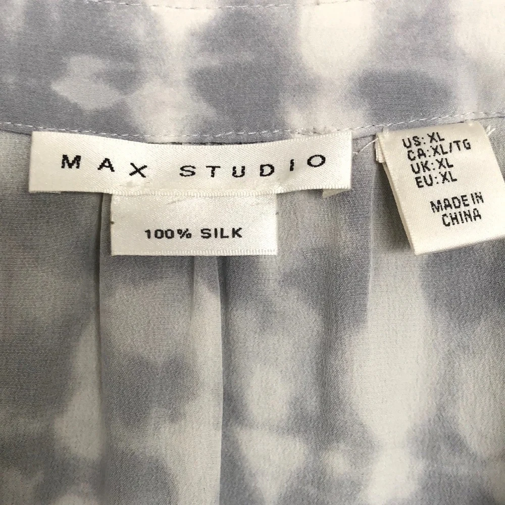 Max Studio Gray Silk Blouse with Textured Finish - Picture 2 of 6